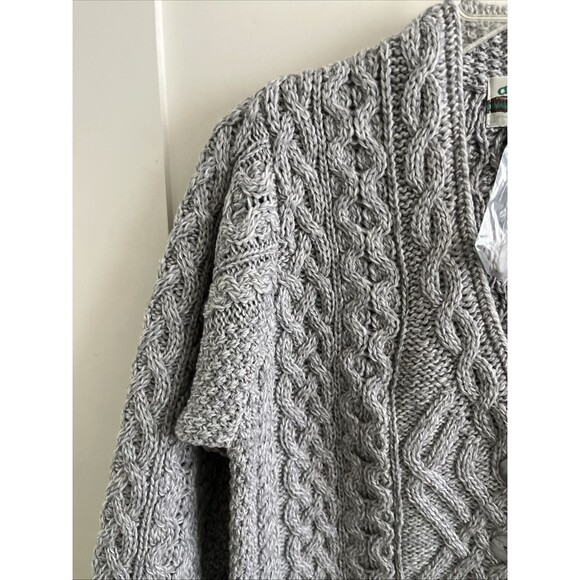 NWOT Aran Crafts Merino Wool Sweater Womens Grey Cardigan Ireland Long Cable S - Picture 5 of 10